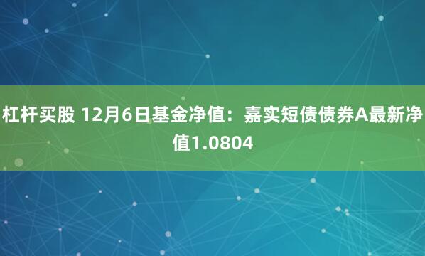 杠杆买股 12月6日基金净值：嘉实短债债券A最新净值1.0804