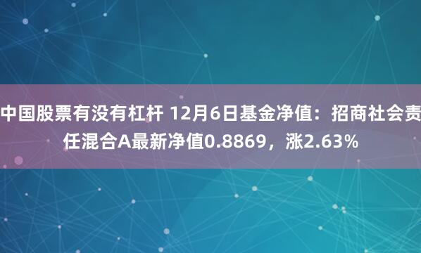 中国股票有没有杠杆 12月6日基金净值：招商社会责任混合A最新净值0.8869，涨2.63%