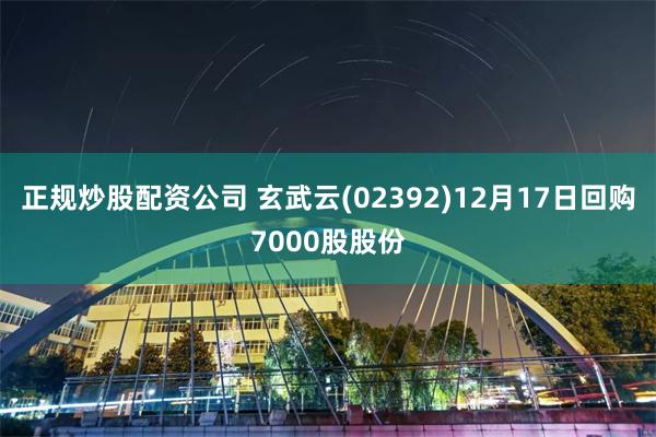 正规炒股配资公司 玄武云(02392)12月17日回购7000股股份